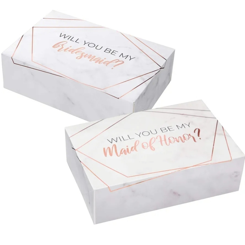 Marble Bridesmaid Proposal Box Set with Gold Foil